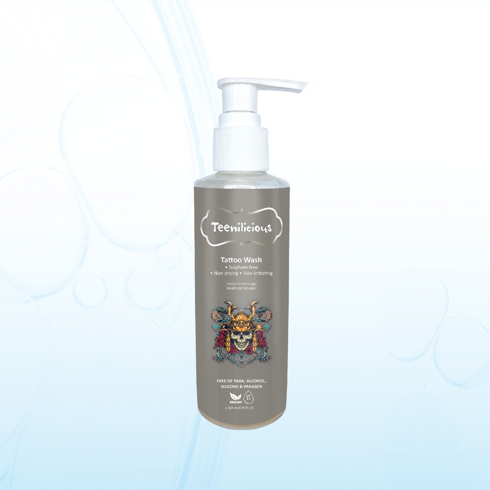 Dung Dịch Vệ Sinh Hình Xăm Teenilicious Tattoo Wash Làm Sạch Dịu Nhẹ, Dưỡng Ẩm Mềm Mịn Da Xăm 200ml